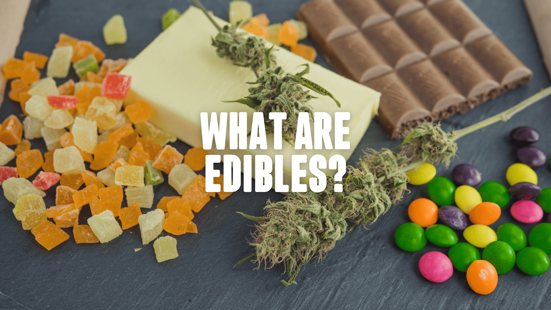 different kind of candies and weed buds