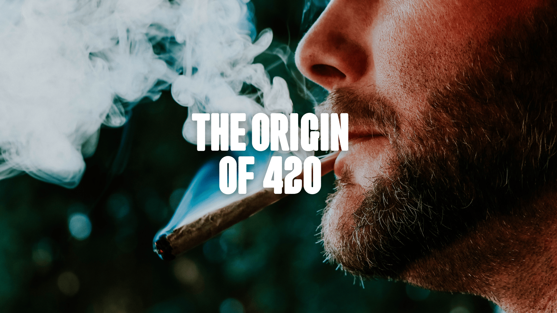 A man with beard smoking a joint