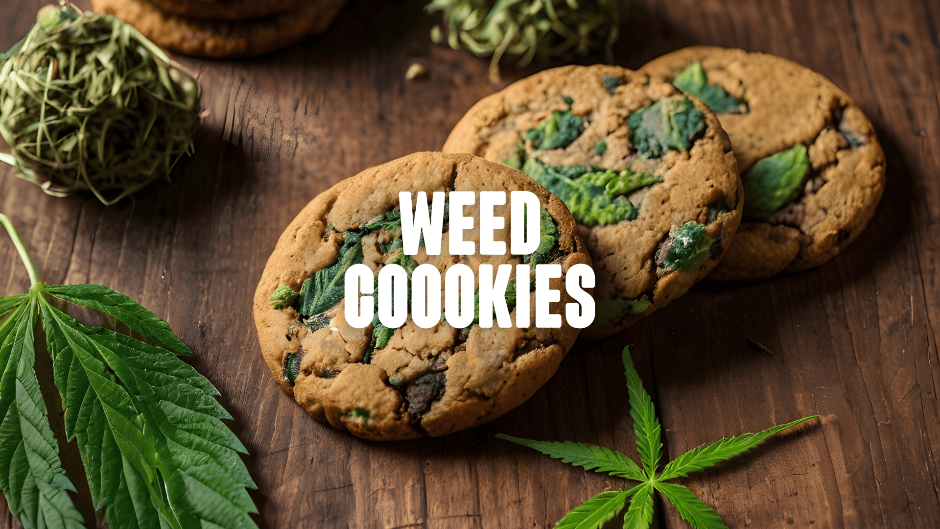 Cannabis infused cookies on a wooden tablet