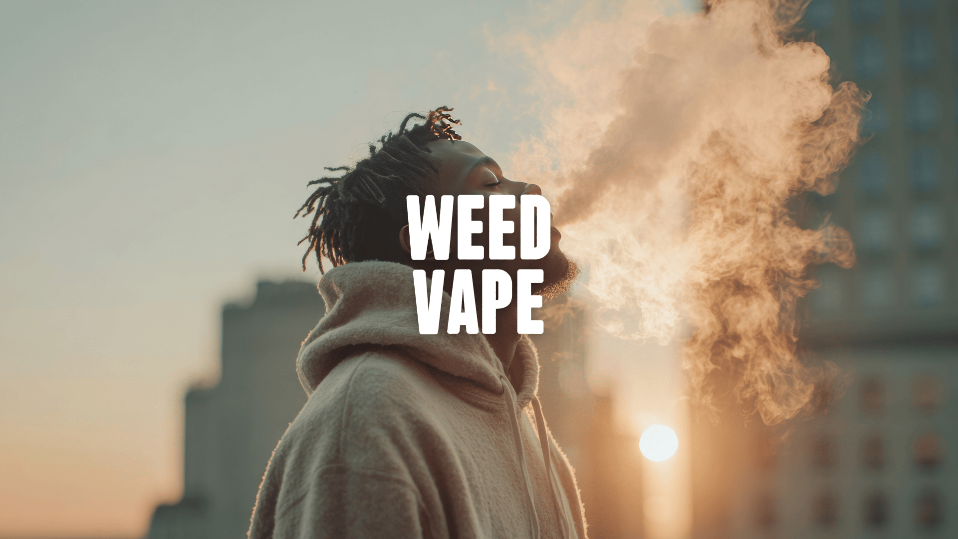A man vaping with urban background