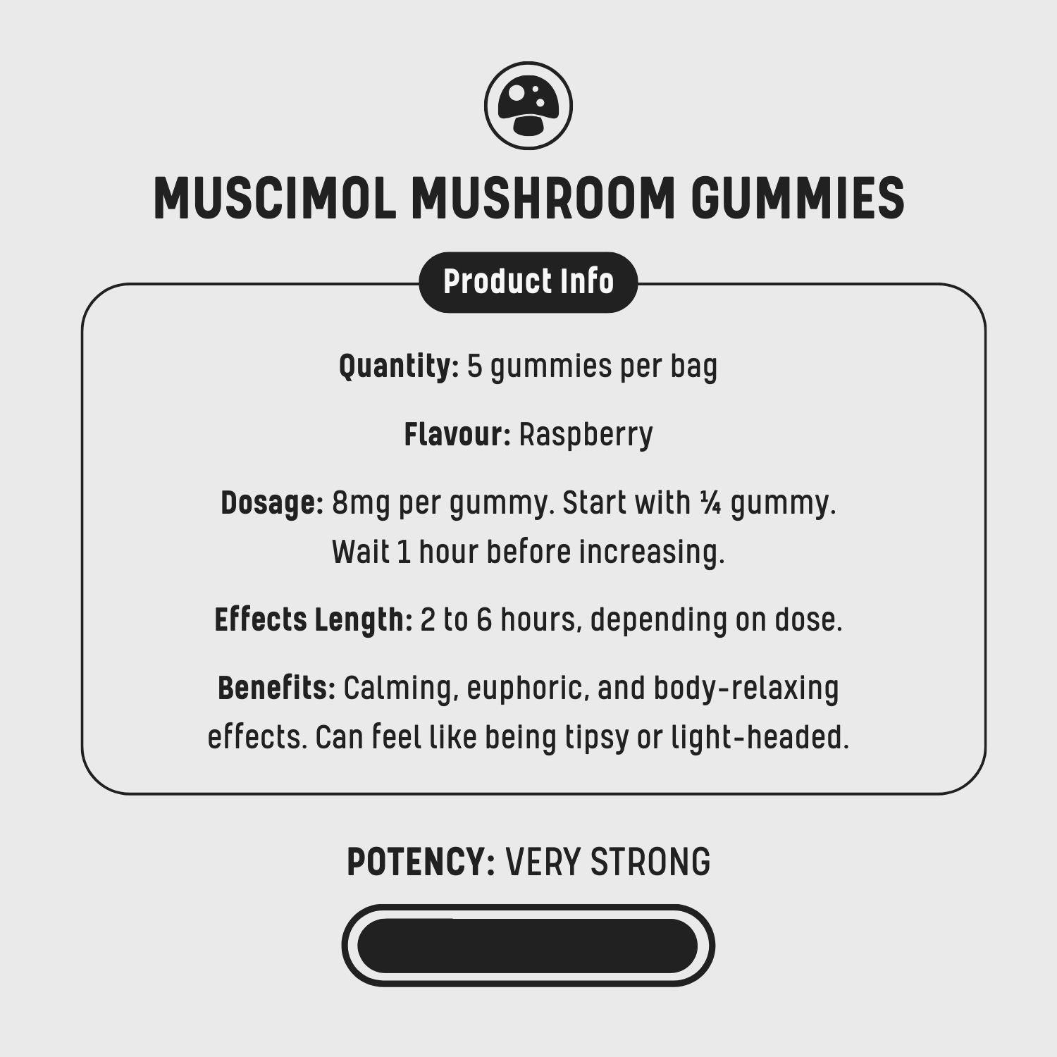 Muscimol Mushroom Gummies (8mg) - Raspberry