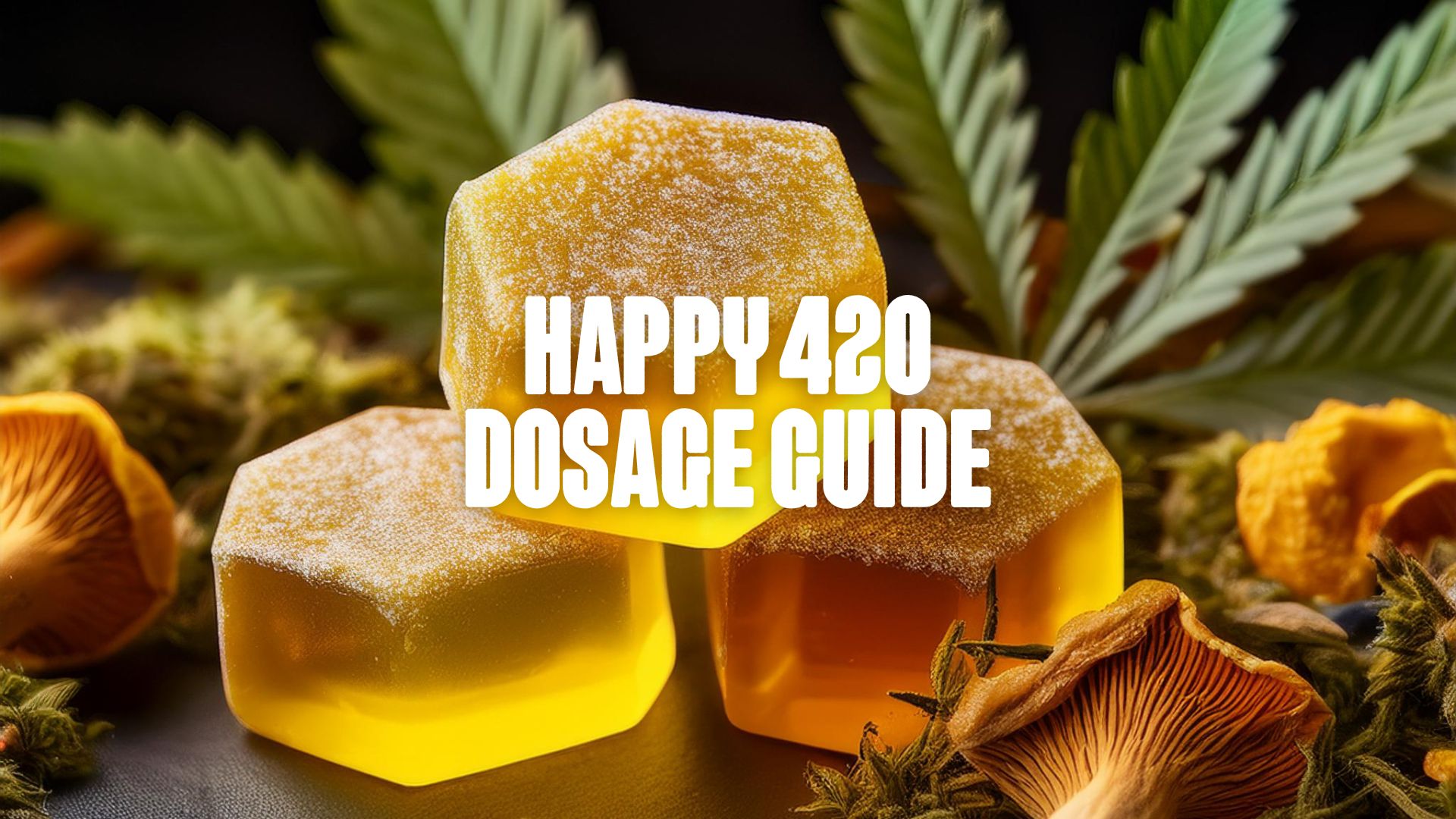 Yellow Gummies with leafs in background