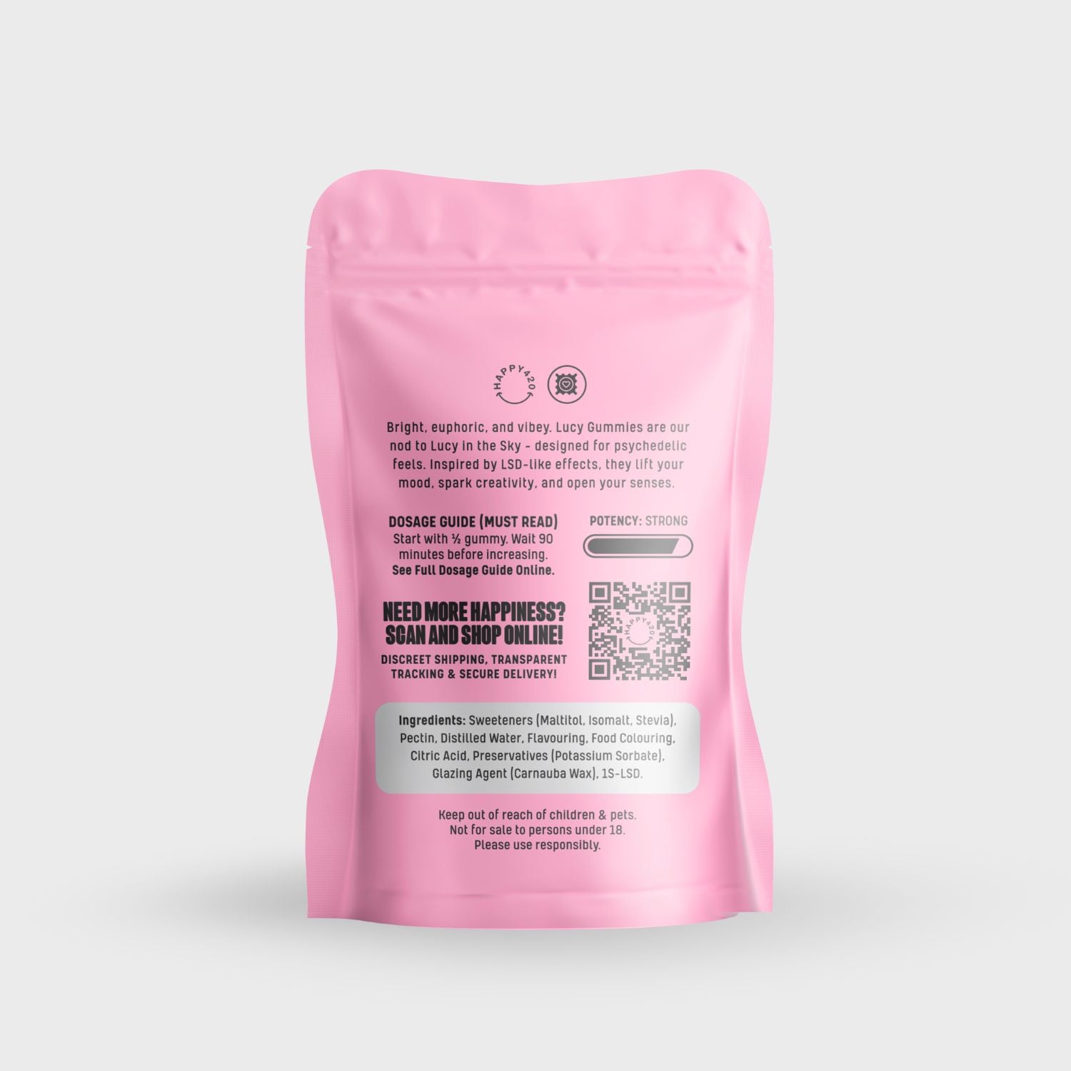 Happy420 Lucy Gummies 1S-LSD back pack