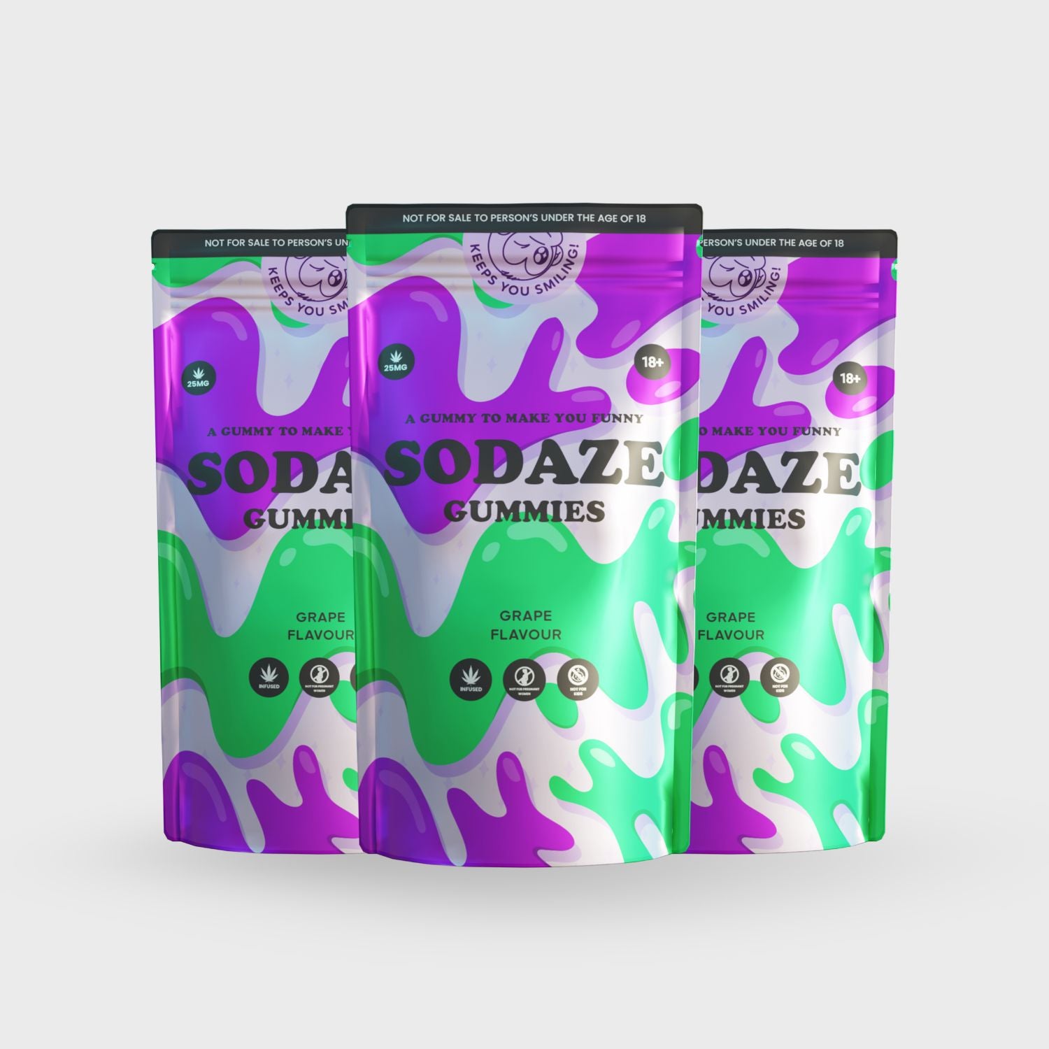 THC Sodaze Grape Gummies 25mg