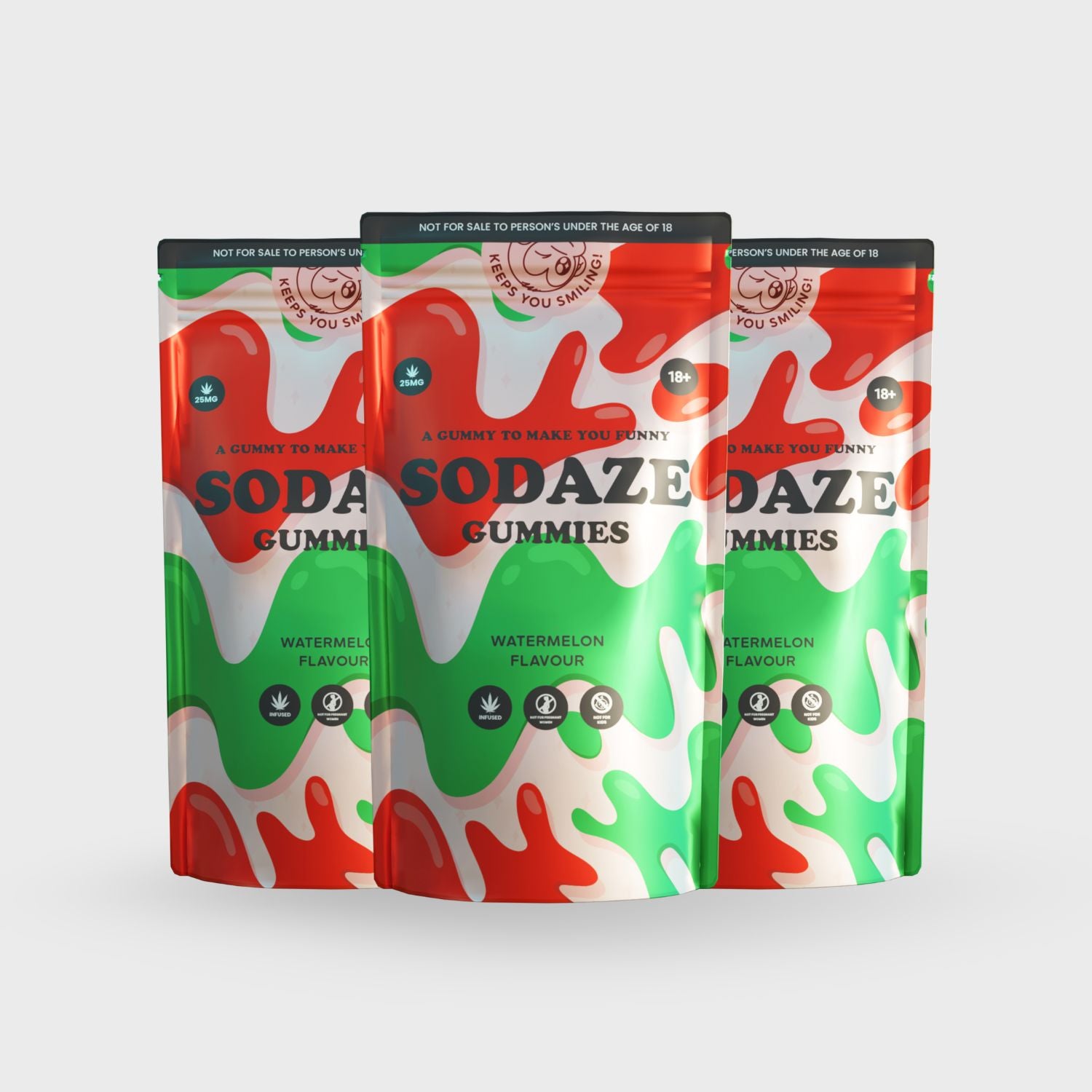 THC Sodaze Watermelon Gummies 25mg