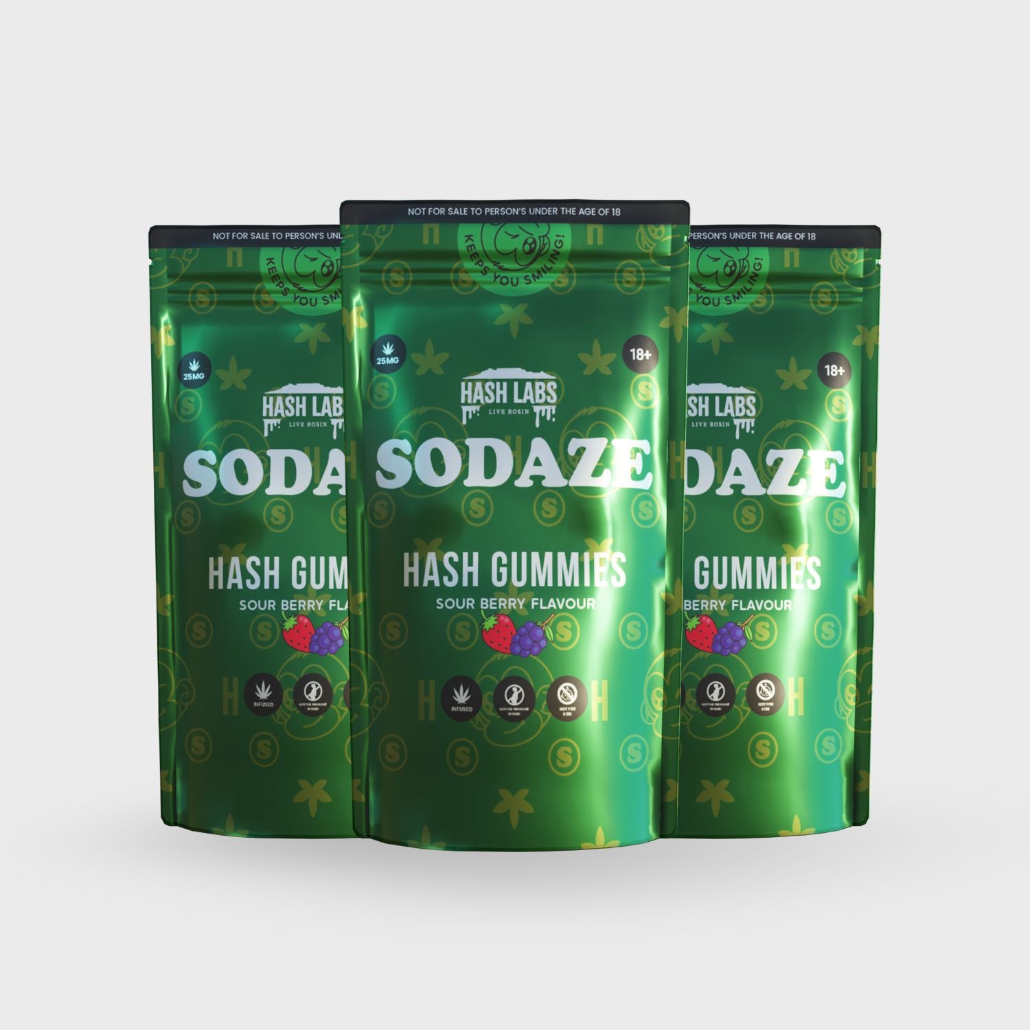 THC Sodaze Sour Berry Hash Gummies 25mg